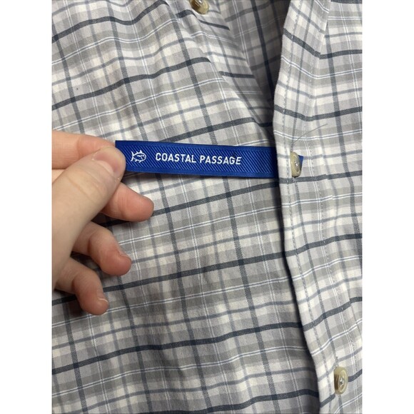 Southern Tide Coastal Passage Shirt Plaid Check Gray Stretch Men S - Picture 2 of 4